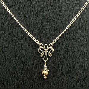 Vintage Fleur de Lis Love Knot Sterling Silver Pendant Chain Necklace 17"